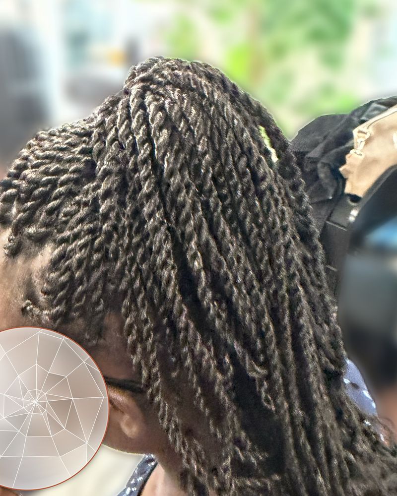 Senegalese twists, side view